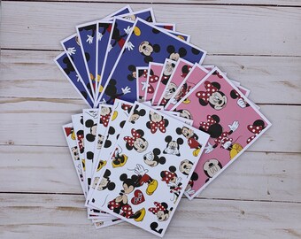 Note Cards Set of 6 ~ All Occasion ~ Mickey and Minnie Mouse ~ Thank You ~ Blank Greeting Stationery Pack - PinkPeppermintShoppe