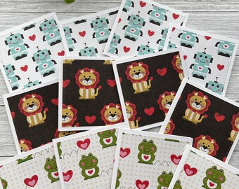 Set of 12 Mini Note Cards ~ 3x3 Blank Cards with Envelopes ~ Lunch Box - Christmas Stationery - Valentine's Day Gift Tags ~ Gift Packaging