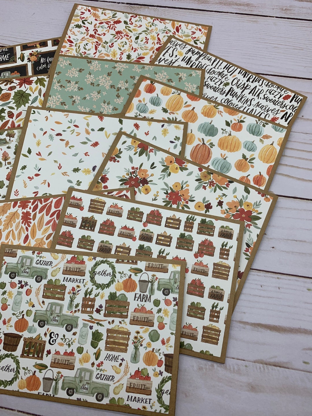 Handmade Note Cards Set of 12 ~ Thanksgiving ~ Fall Leaves ~ Pumpkins ...