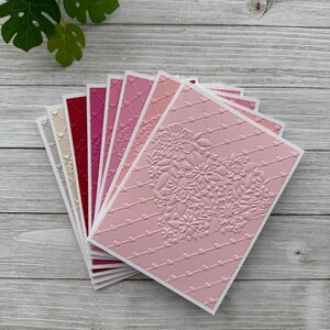 Handmade Embossed Note Cards Set ~ Pink or Red Hearts ~ Valentine's Day ...