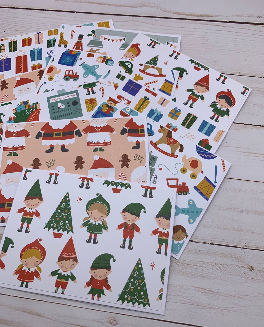 Handmade Note Cards Set of 10 ~ Santa Claus ~ Elves ~ Toys ~ Gifts ...