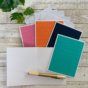 Handmade Embossed Note Cards Pack ~ Happy Birthday ~ Thank You ~ Bold ...