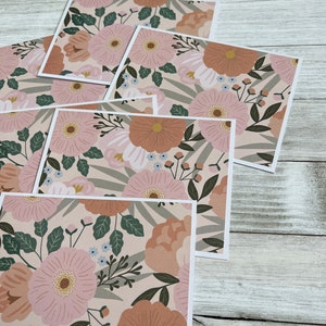 Note Cards Set of 6 ~ Pretty Pink Flowers ~ All Occasion ~ Thank You ...