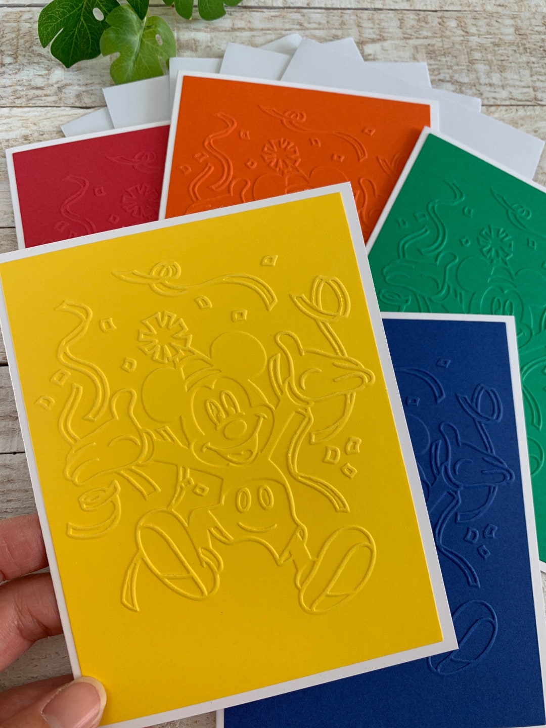 Handmade Embossed Note Cards Pack ~ Mickey Mouse ~ Bold Colors ~ Thank ...