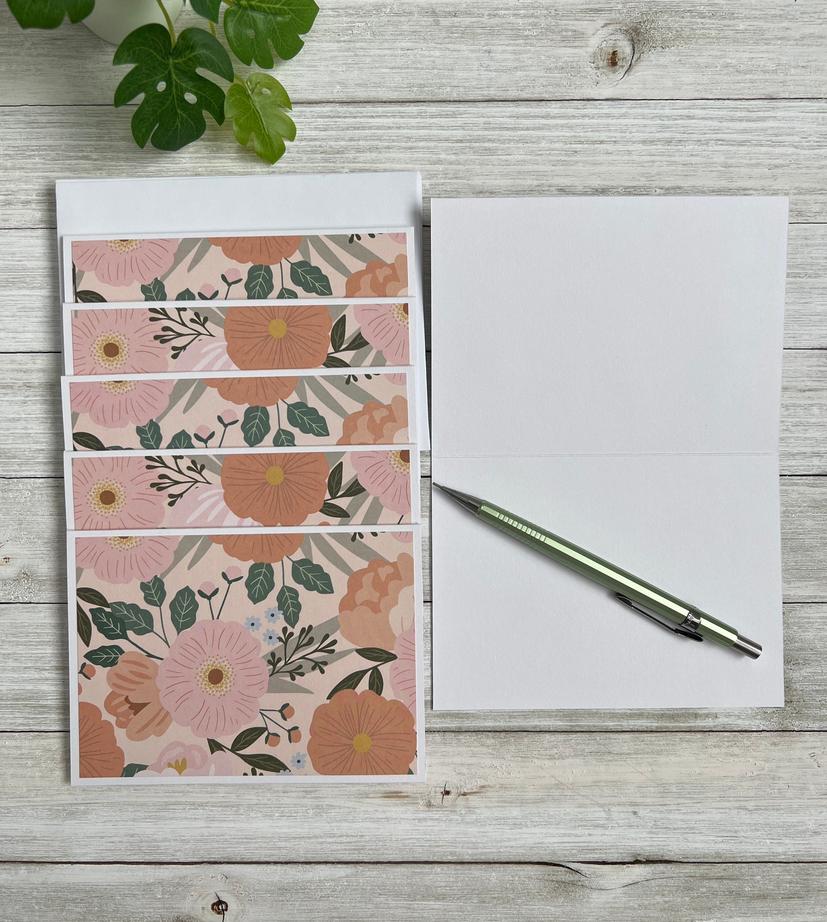 Note Cards Set of 6 ~ Pretty Pink Flowers ~ All Occasion ~ Thank You ...