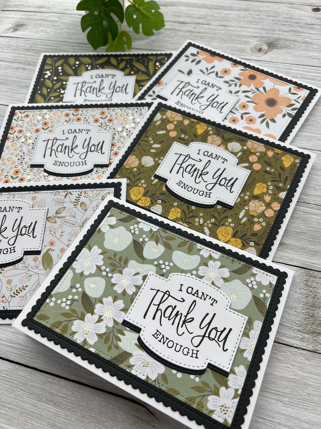 Set of 6 ~ Thank You Note Cards ~ I Can't Thank You Enough ~ Blank A2 ...