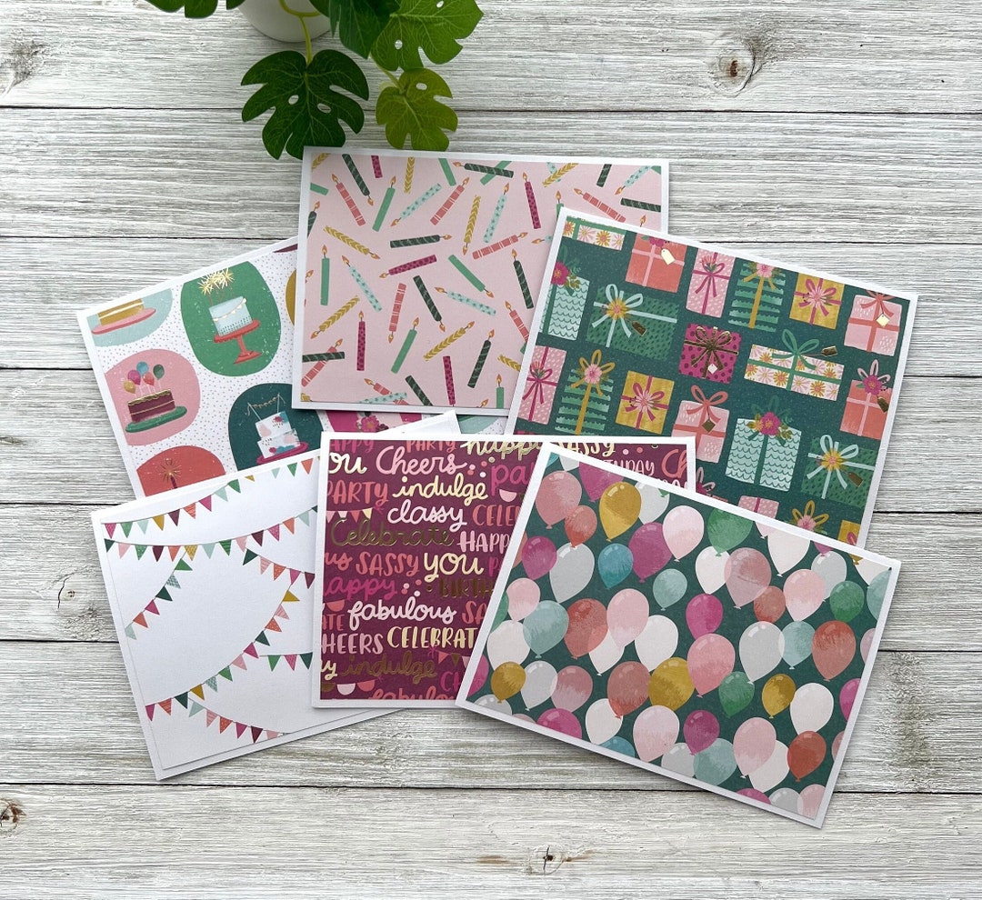 Note Cards Set of 6 ~ Birthday ~ All Occasions - Thank You ~ Blank ...