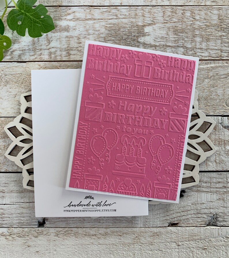 Handmade Embossed Note Cards Pack ~ Happy Birthday ~ Thank You ~ Bold ...