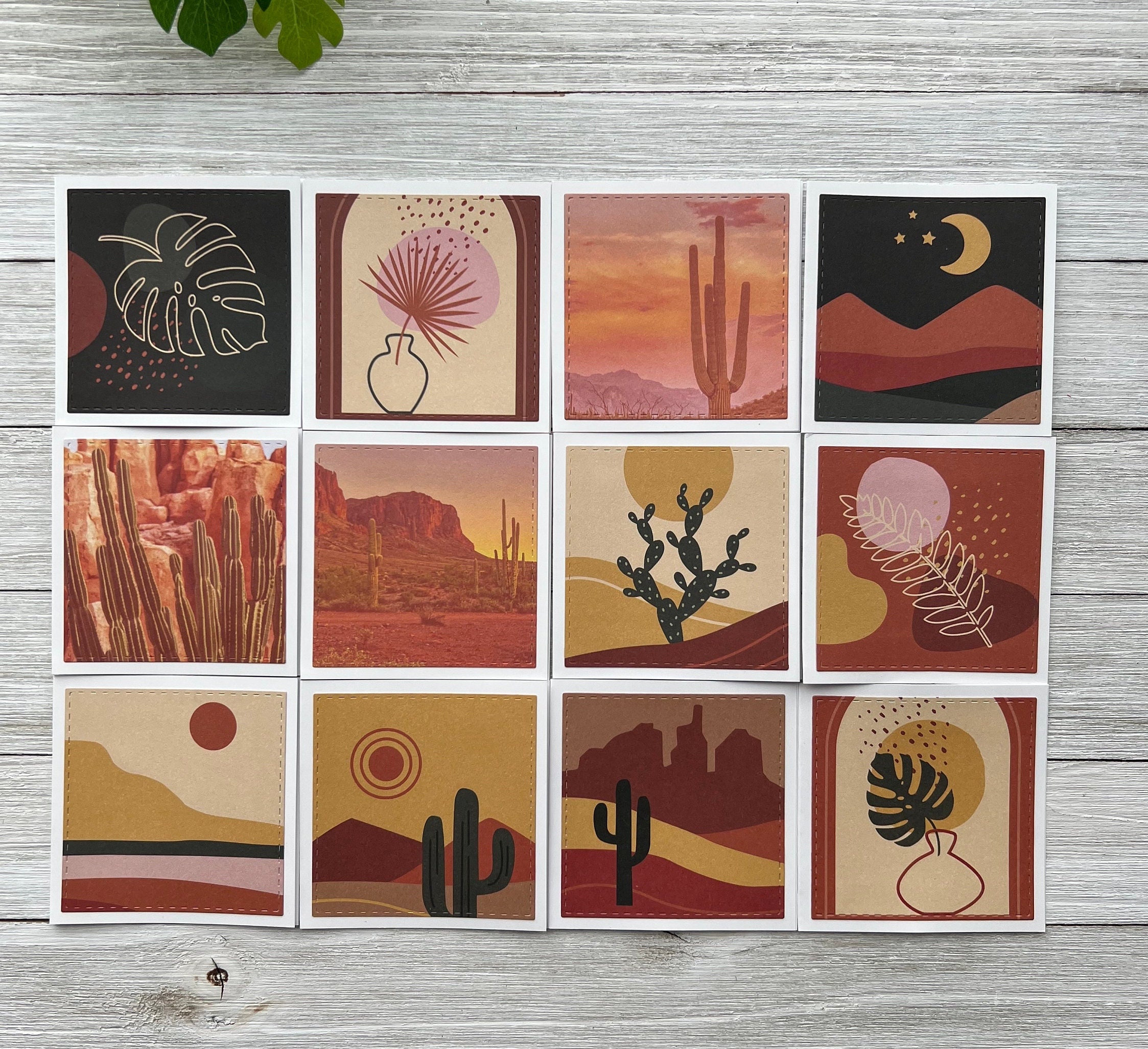 Assorted - Set of 12 Mini Note Cards ~ 3x3 Blank Cards With or W/O ...