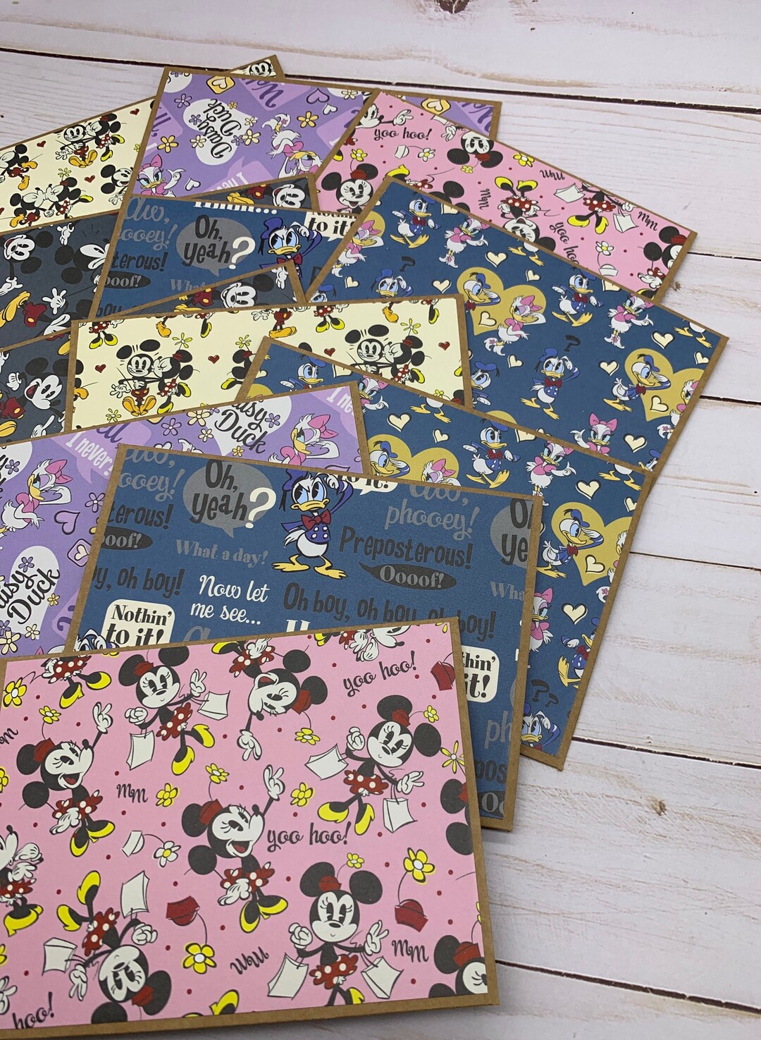 Handmade Note Cards Set of 12 ~ Vintage Mickey & Minnie Mouse ~ Donald ...