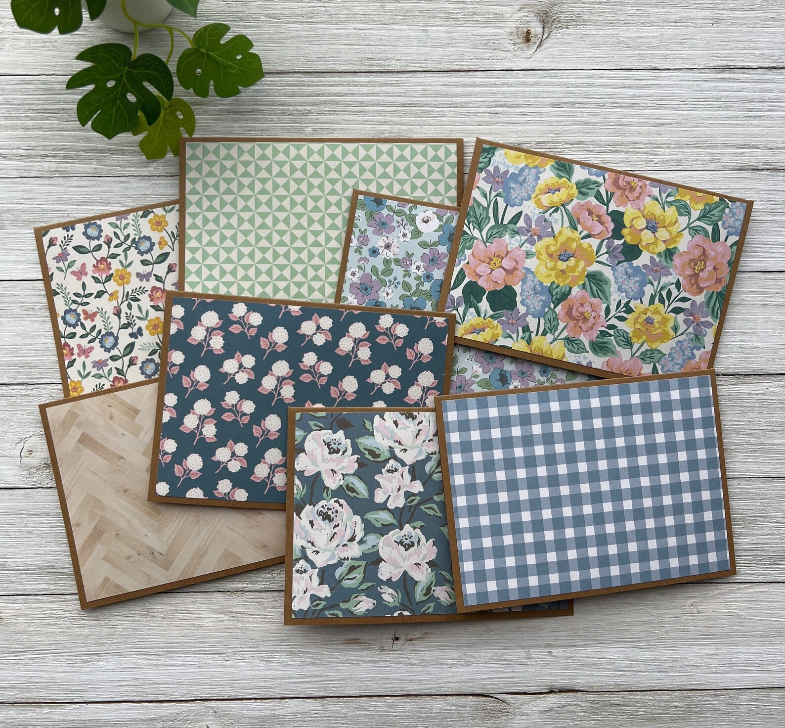 Note Cards Set of 8 ~ All Occasion ~ Flowers ~ Blank Floral Kraft ...