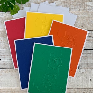 Handmade Embossed Note Cards Pack ~ Mickey Mouse ~ Bold Colors ~ Thank ...