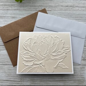 Handmade Embossed Note Cards ~ Large Peony ~ Thank You ~ Thinking of ...