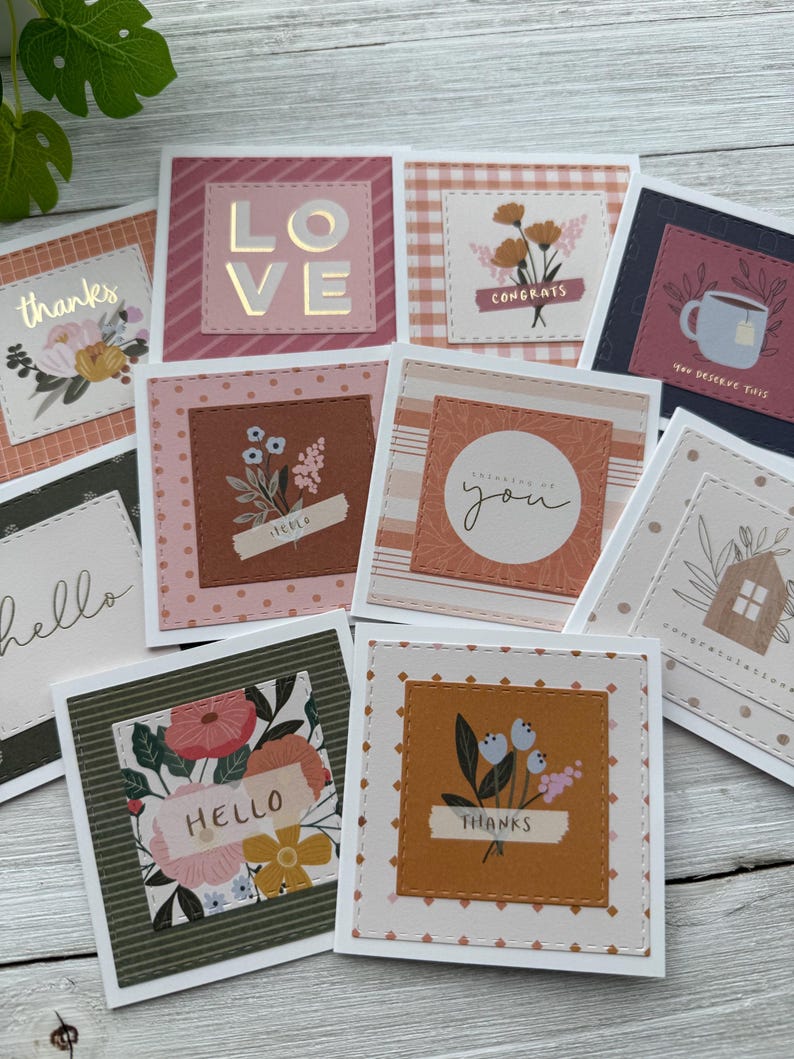 Set of 10 Mini Note Cards ~ 3x3 Blank Cards With Envelopes ~ Lunch Box ...