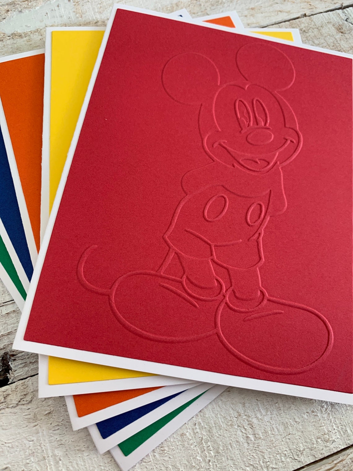 Handmade Embossed Note Cards Pack ~ Mickey Mouse ~ Bold Colors ~ Thank ...