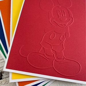 Handmade Embossed Note Cards Pack ~ Mickey Mouse ~ Bold Colors ~ Thank ...