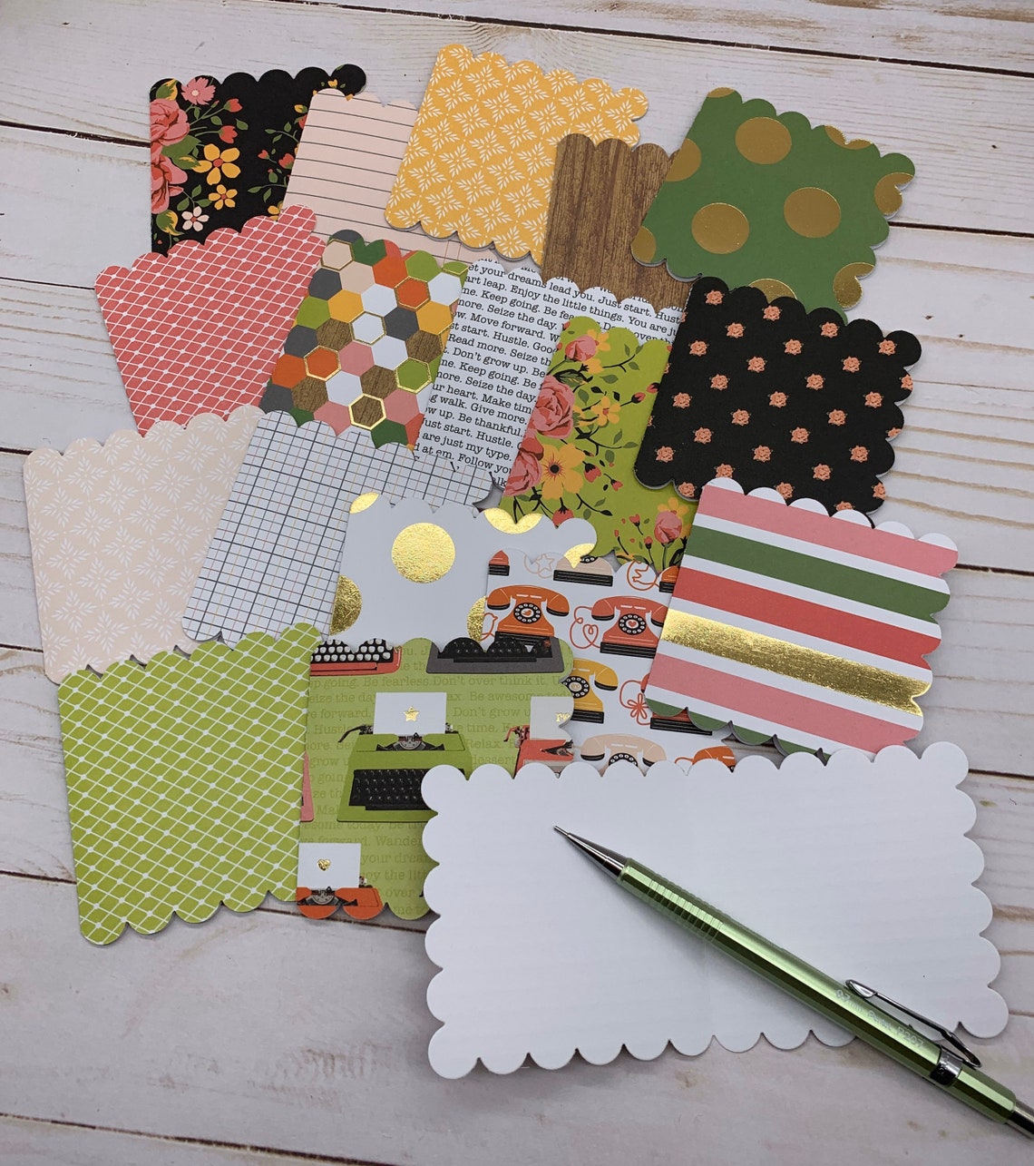 Assorted Note Cards - Set of 18 Mini Scalloped Notecards ~ 3x3 Blank ...