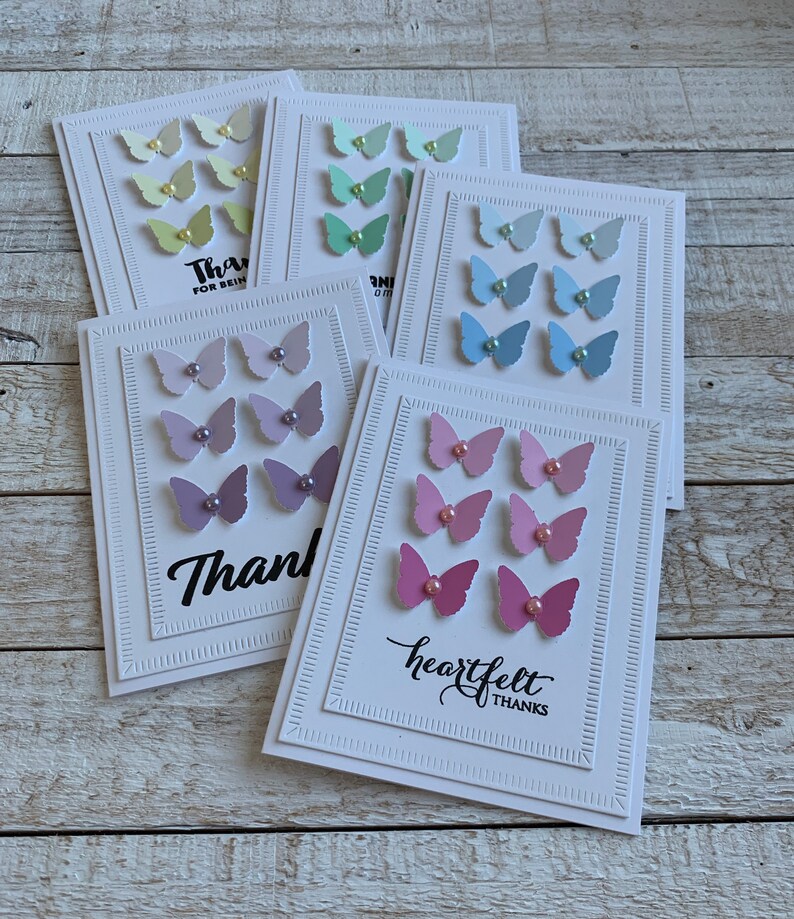 Thank You ~ Thanks ~ Ombre Color Butterflies ~ Handmade Greeting/note ...