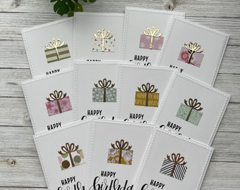 Handmade Happy Birthday Note Cards Set of 3 ~ Birthday Gifts ~ Presents ~ Blank A2 Minimalist Stationery Set ~ PinkPeppermintShoppe