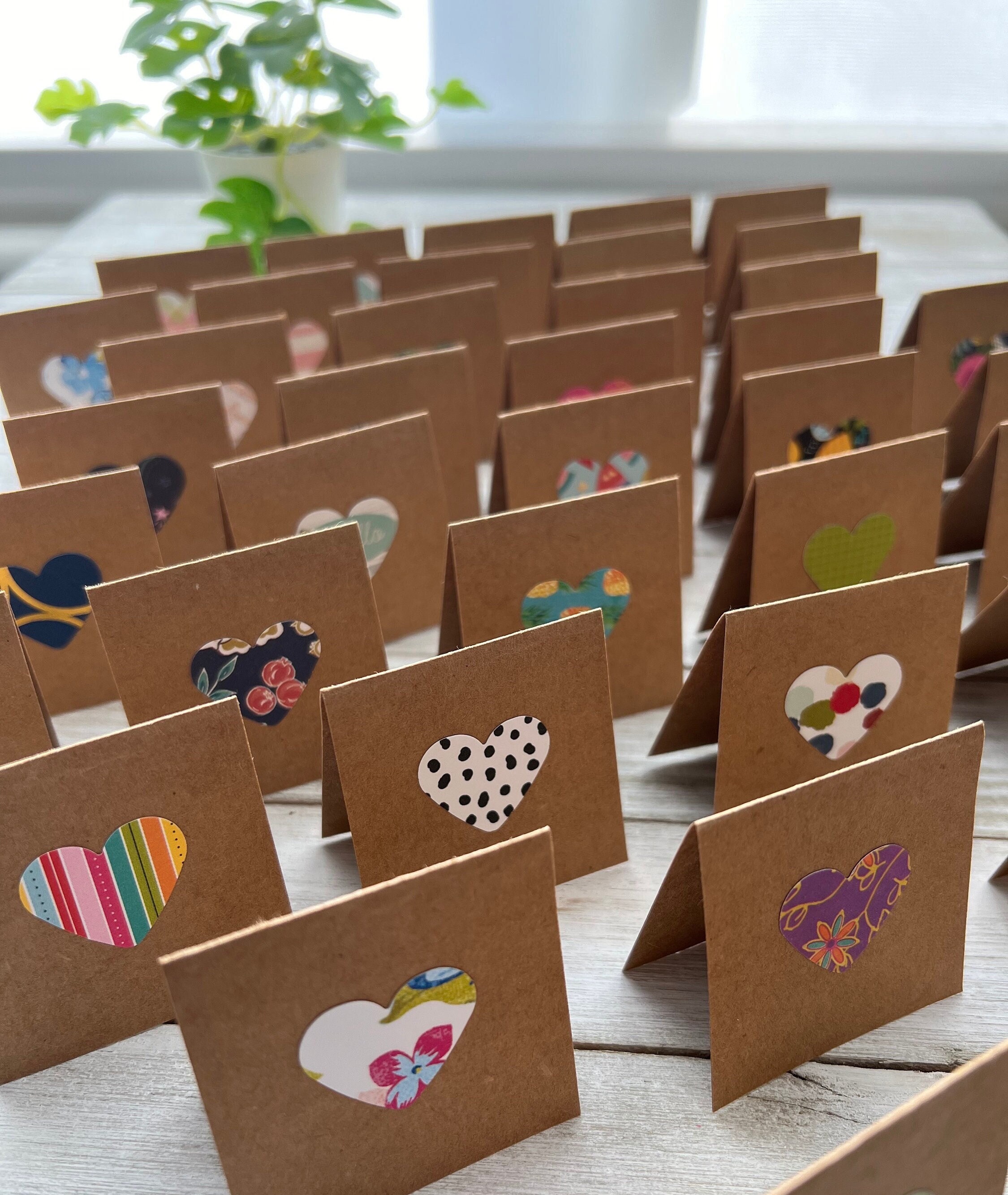 Handmade Mini Notes - 2” Mini Square Heart Cards ~ Assorted Tiny Love ...