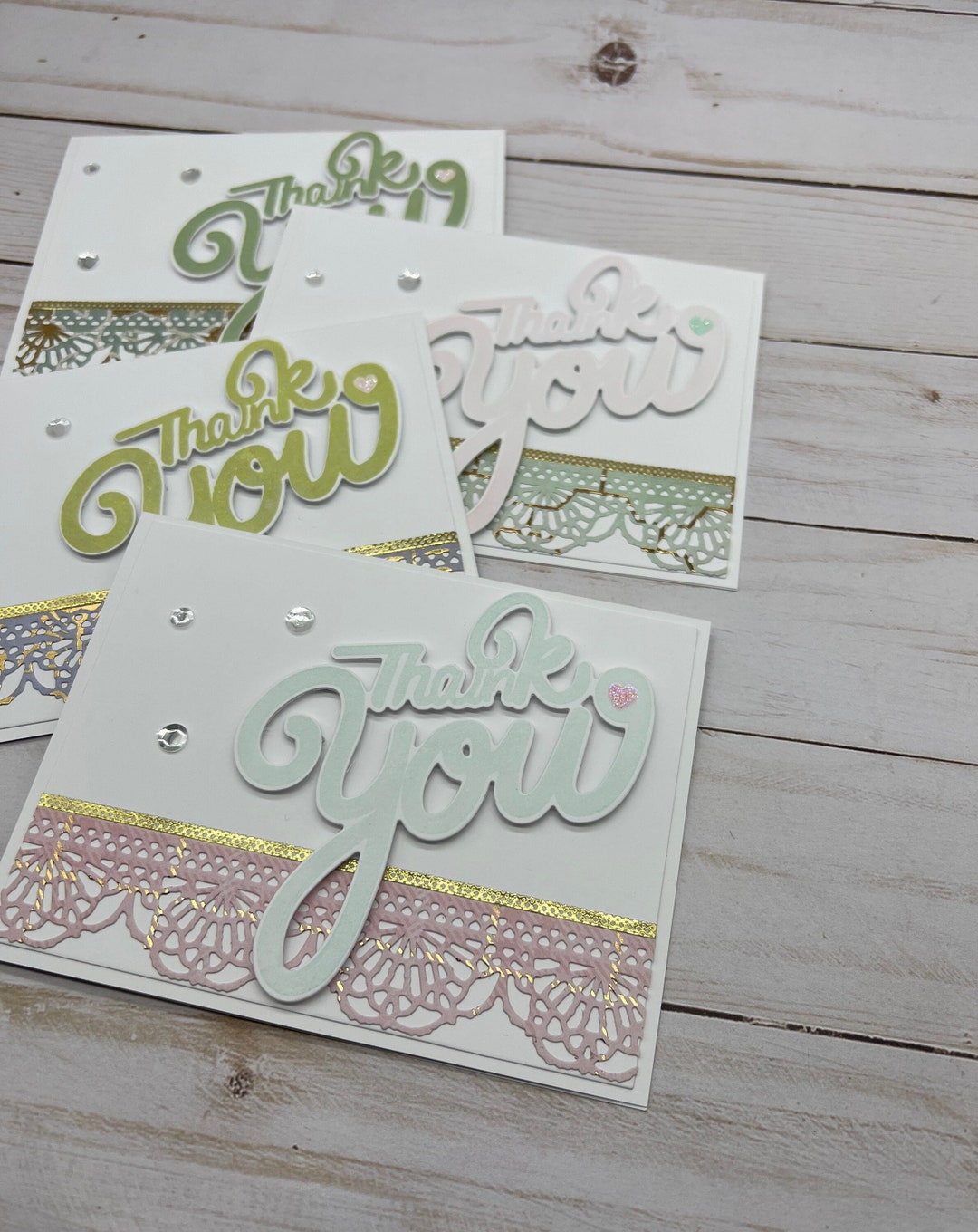 Thank You ~ Thinking of You ~ Hello ~ Handmade Gold Foil Greeting/note ...