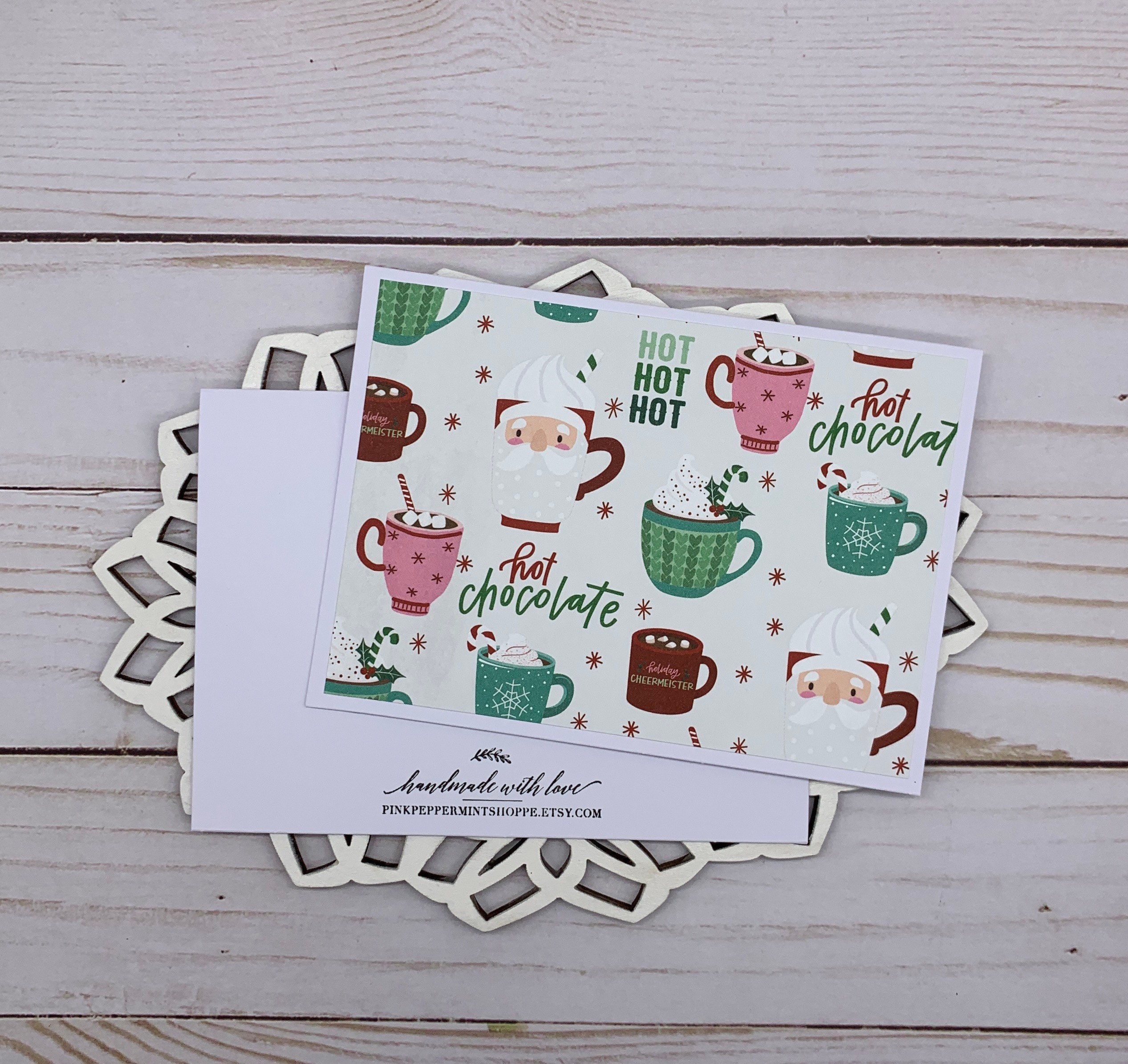 Handmade Note Cards Set of 6 ~ All Occasion ~ Christmas ~ Santa Mugs ...