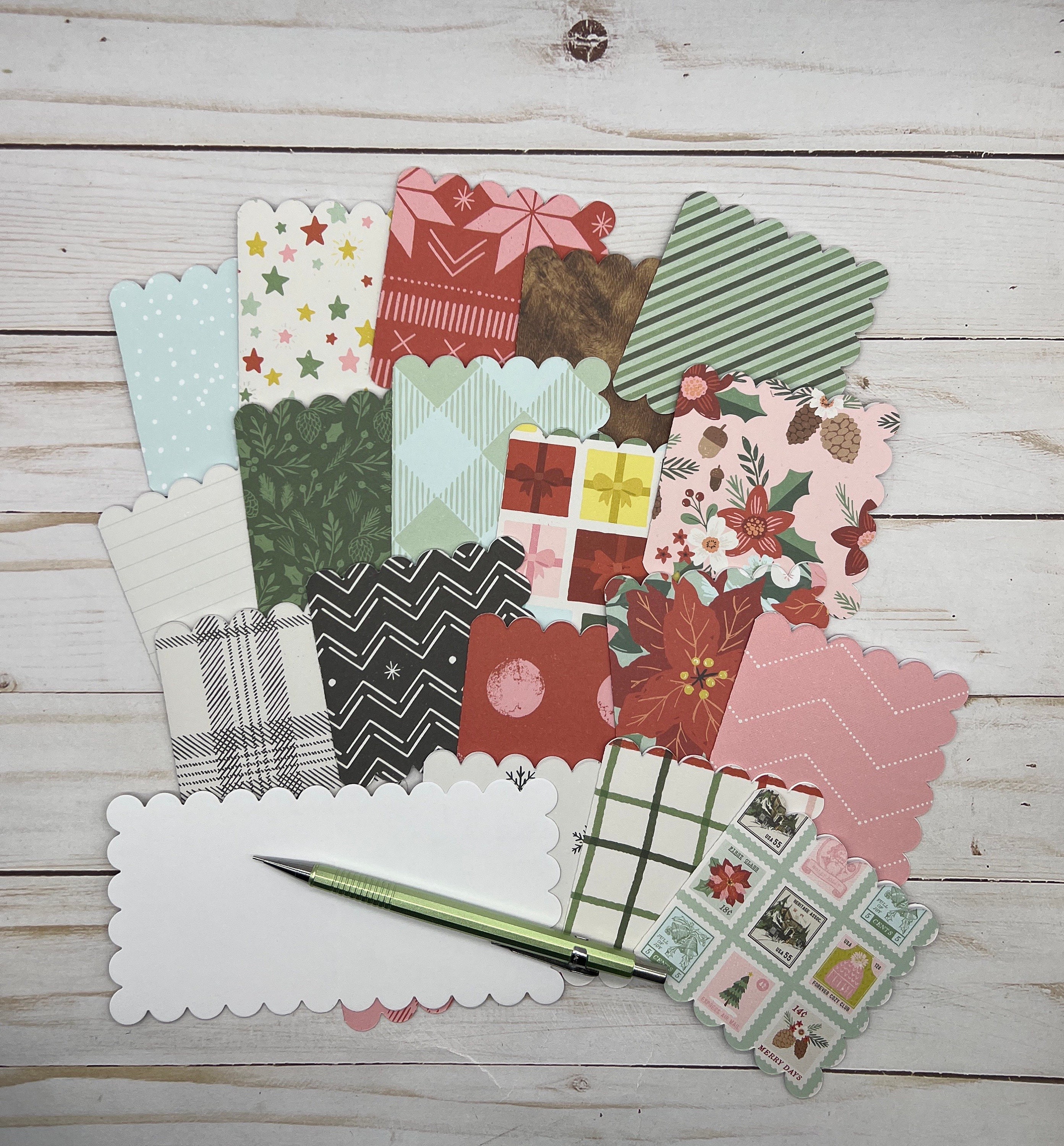 Assorted Note Cards - Set of 20 Mini Scalloped Notecards ~ 3x3 Blank ...