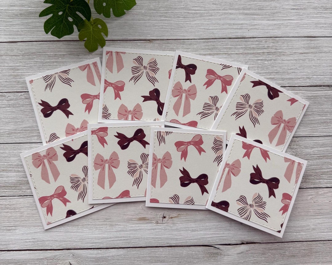 Set of 8 Mini Bows Note Cards ~ 3x3 Blank Cards With Envelopes ~ Lunch ...