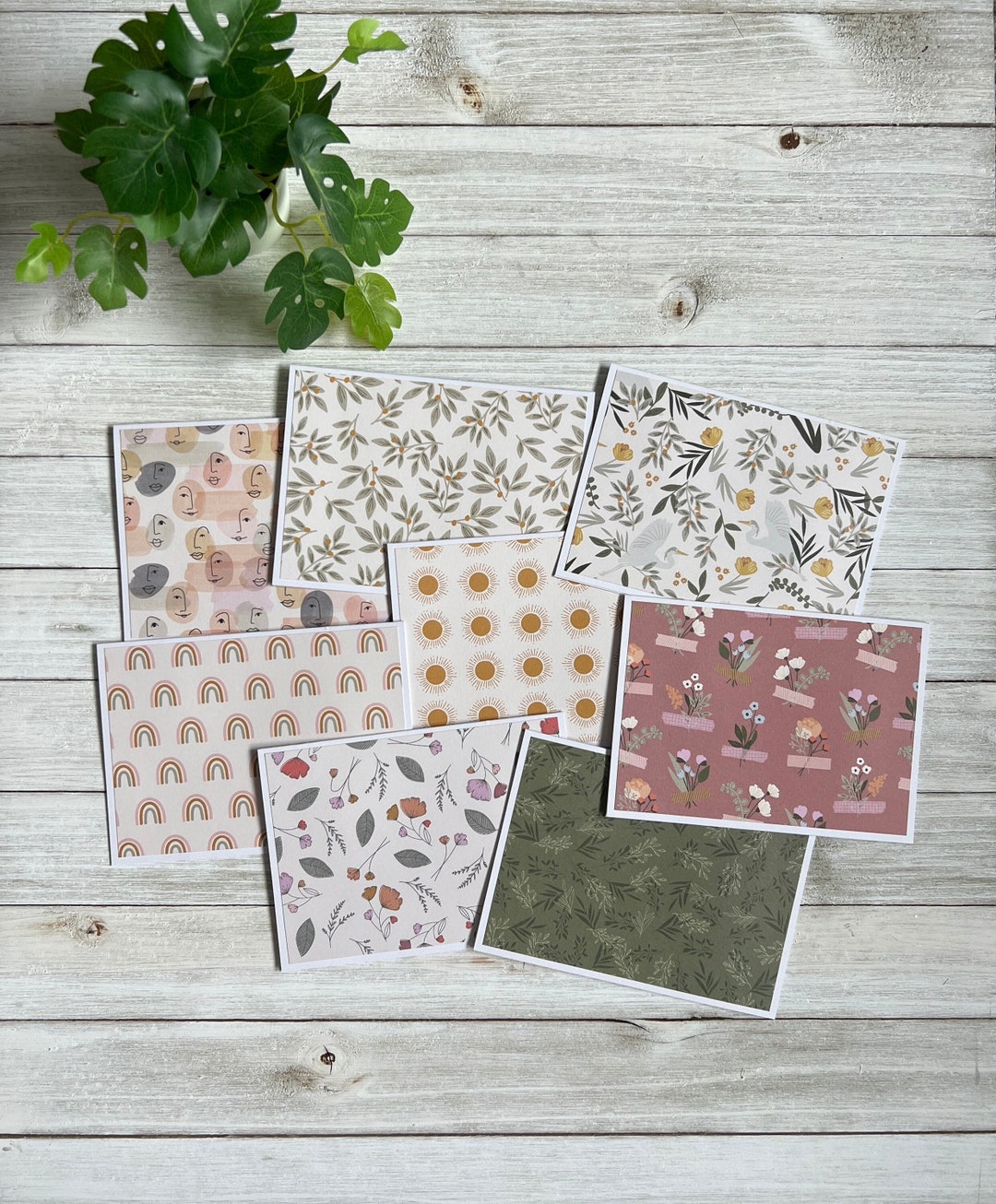 Note Cards Set of 8 ~ Flowers & Rainbows ~ All Occasion ~ Thank You ...
