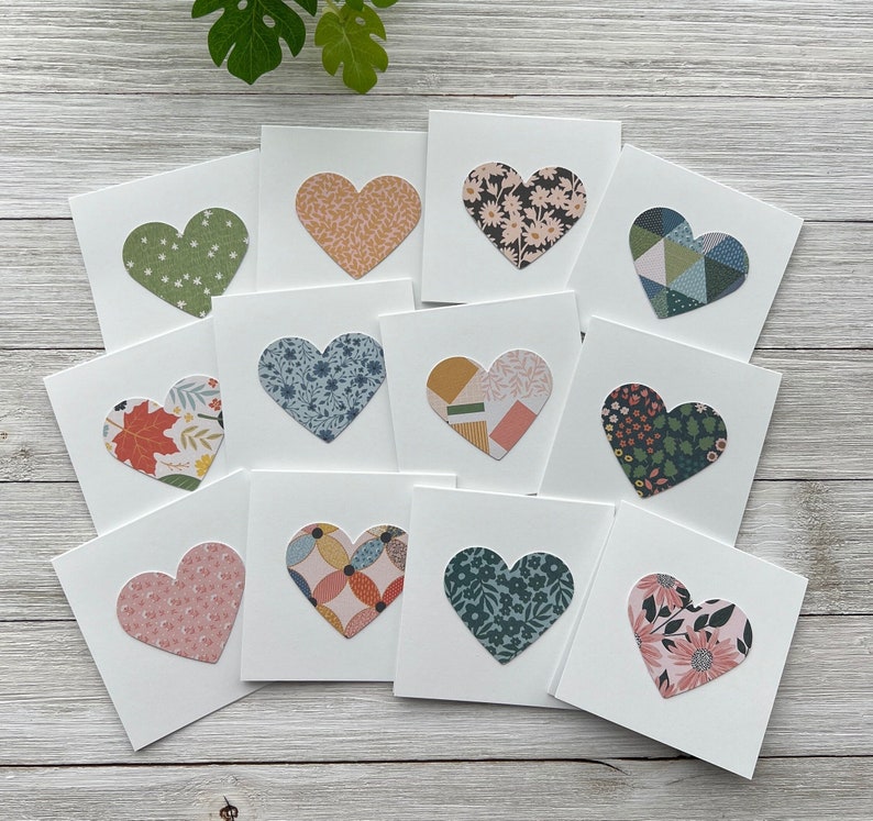 Set of 12 Mini Note Cards ~ 3x3 Blank Cards With Envelopes - Heart Love ...