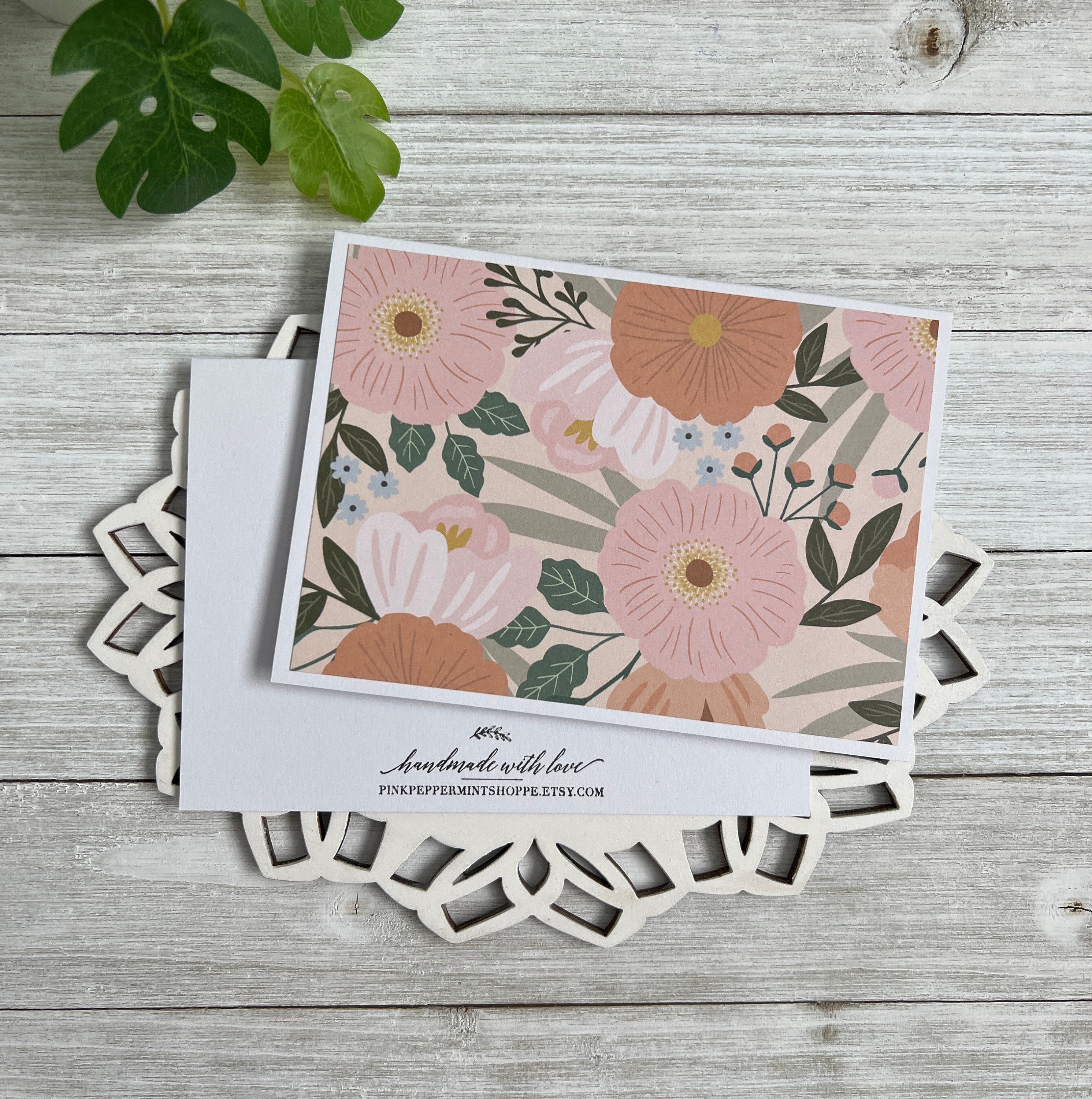 Note Cards Set of 6 ~ Pretty Pink Flowers ~ All Occasion ~ Thank You ...