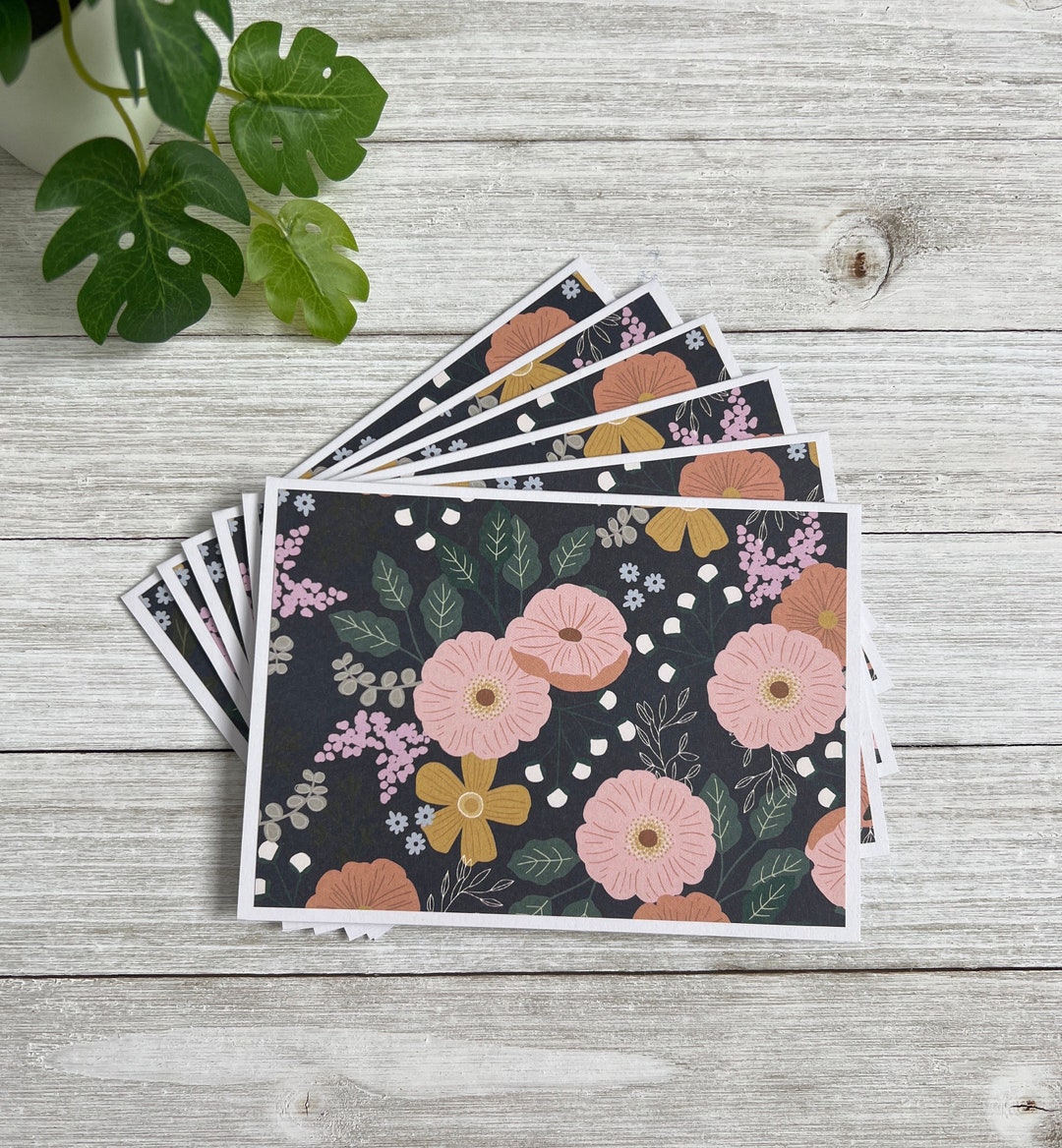 Note Cards Set of 6 ~ Pink Flowers ~ All Occasion ~ Thank You ~ Spring ...