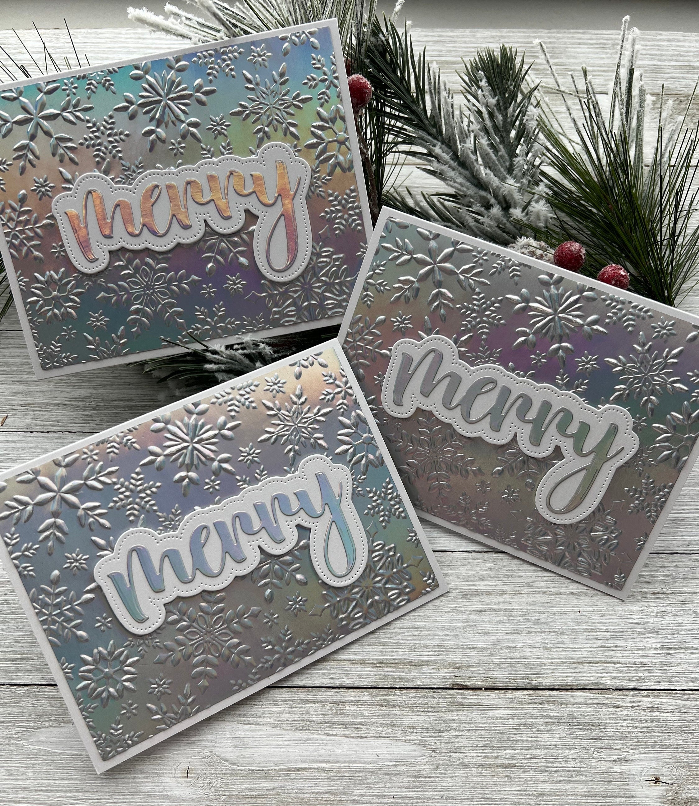 Snowflake Gift Notes Set of 3 ~ Handmade Note Cards ~ Snowflakes ~ Merry Christmas ...