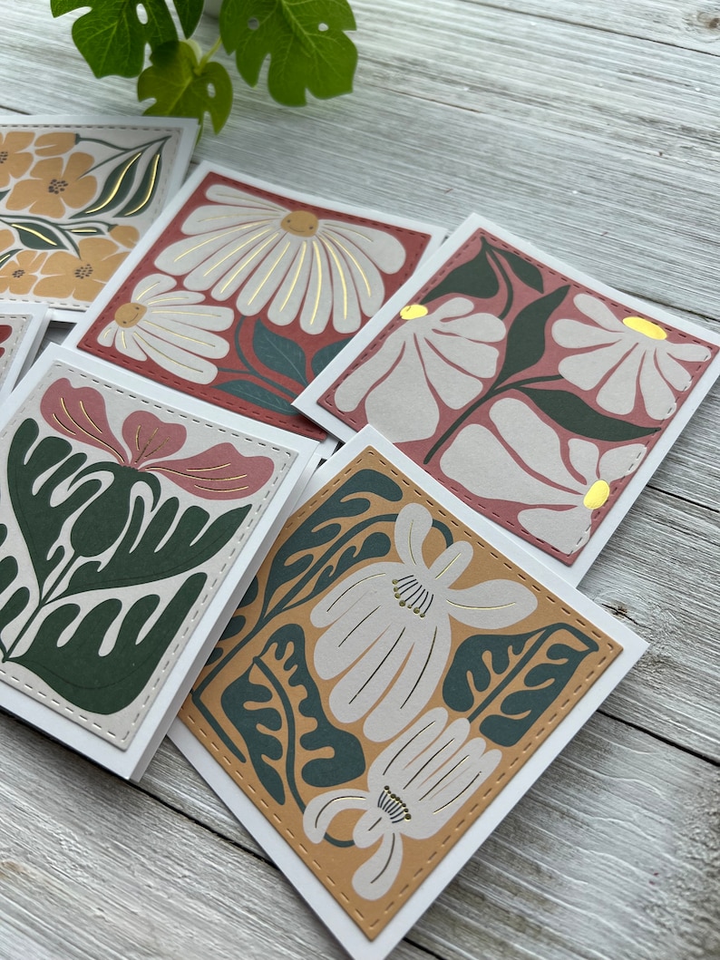 Set of 6 Mini Note Cards ~ 3x3 Blank Cards With Envelopes - Retro ...