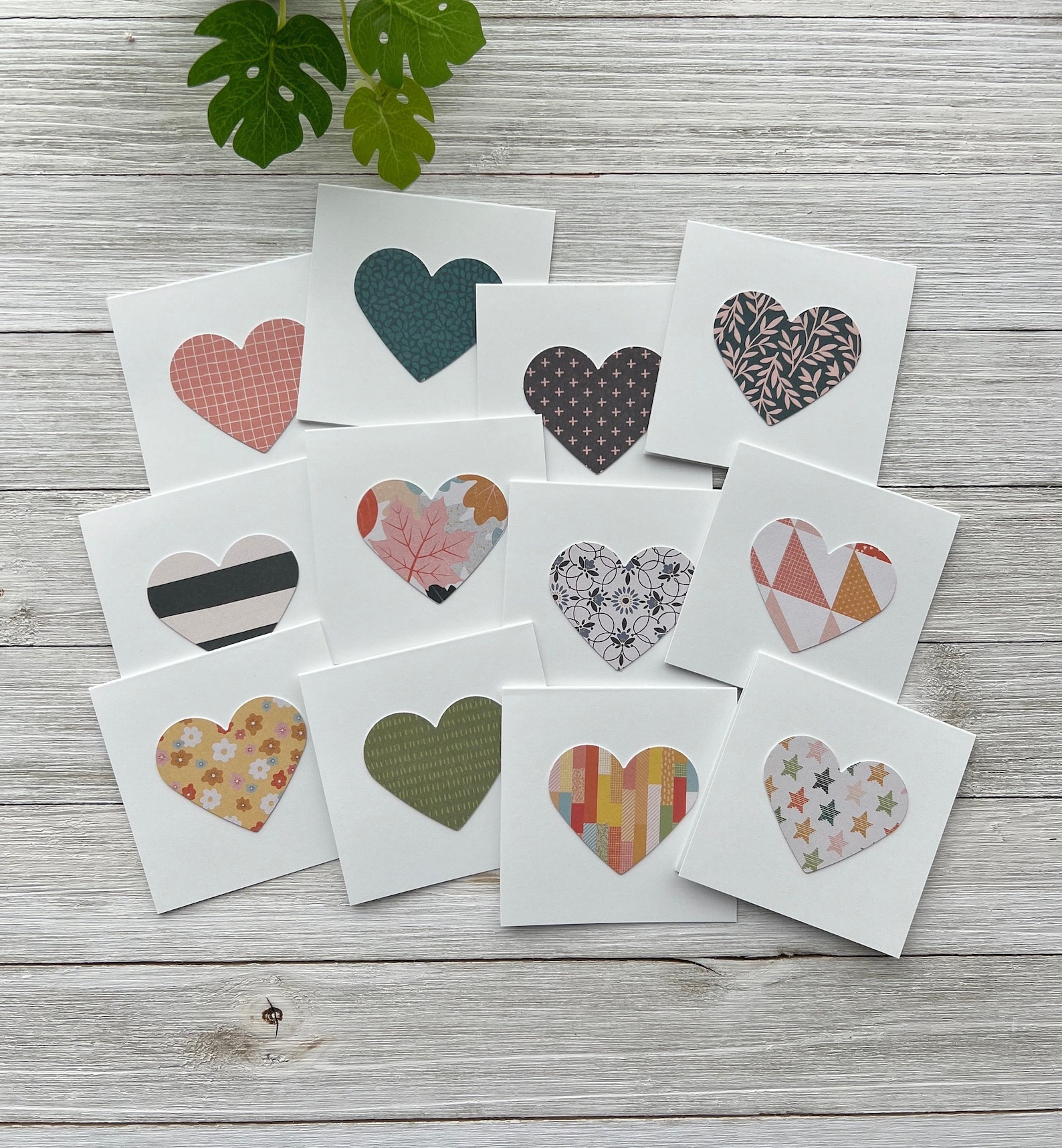Set of 12 Mini Note Cards ~ 3x3 Blank Cards With Envelopes - Heart Love ...