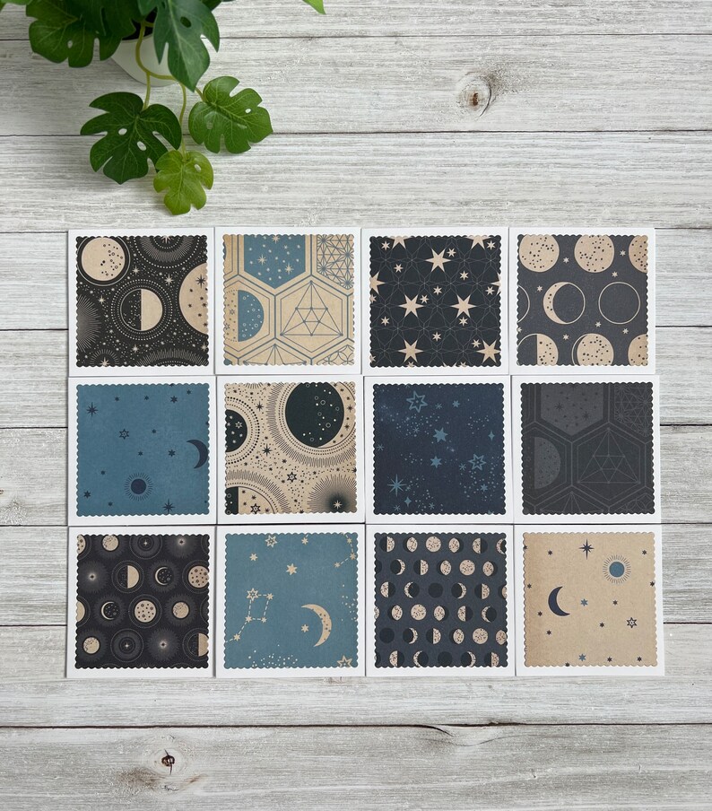 Assorted - Set of 12 Mini Note Cards ~ 3x3 Blank Cards With or W/O ...
