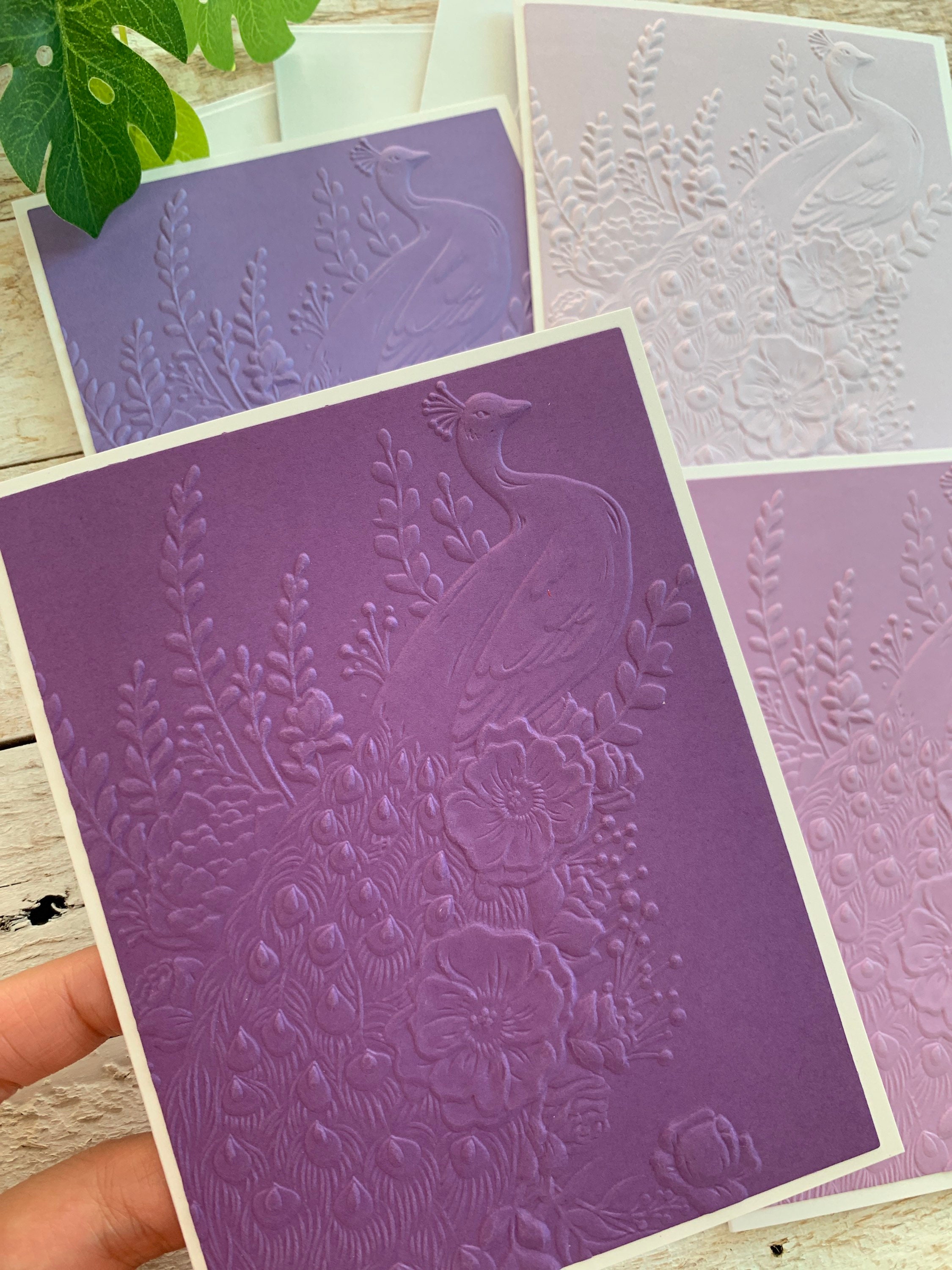 Handmade Embossed Note Cards Pack ~ Elegant Peacocks ~ Thank You ~ All ...