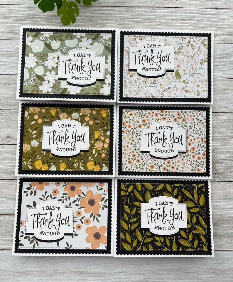 Set of 6 ~ Thank You Note Cards ~ I Can't Thank You Enough ~ Blank A2 ...