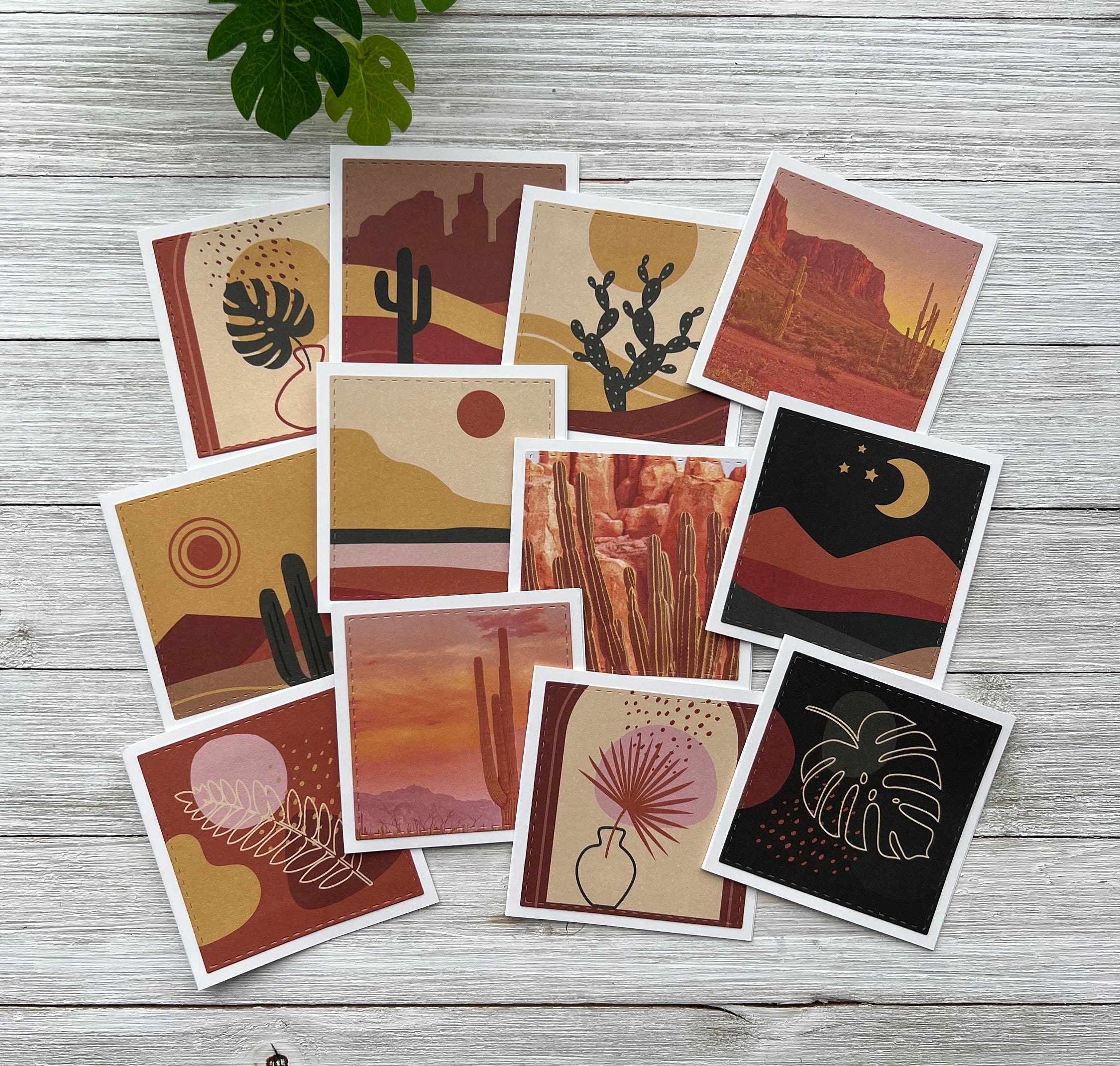 Assorted - Set of 12 Mini Note Cards ~ 3x3 Blank Cards With or W/O ...