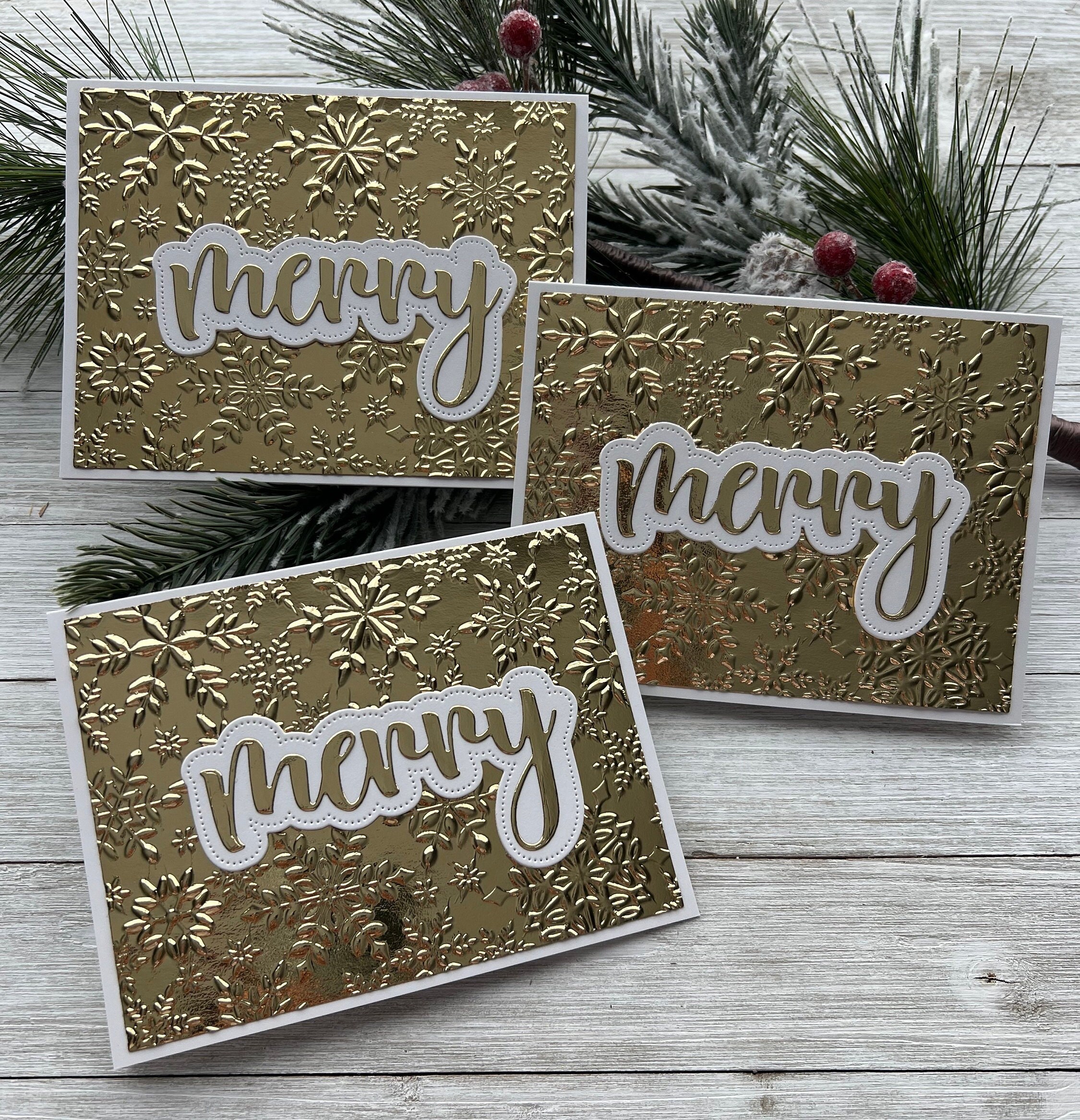Snowflake Gift Notes Set of 3 ~ Handmade Note Cards ~ Snowflakes ~ Merry Christmas ...