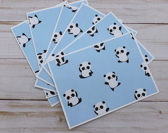 Note Cards Set of 6 ~ All Occasion ~ Baby Pandas ~ Baby Shower ~ Thank You Stationery Set ~ Blank Notecards - PinkPeppermintShoppe