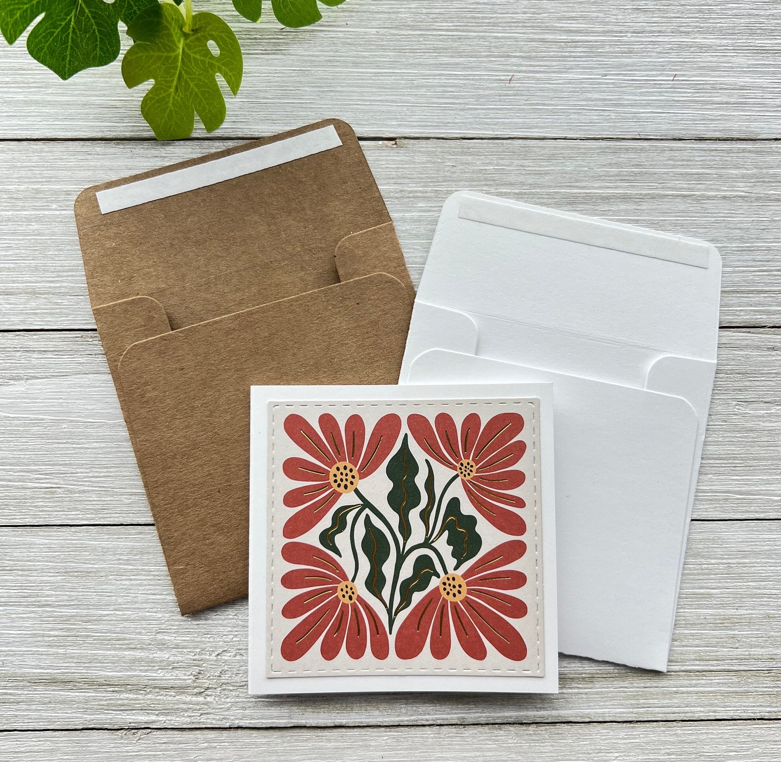 Set of 6 Mini Note Cards ~ 3x3 Blank Cards With Envelopes - Retro ...