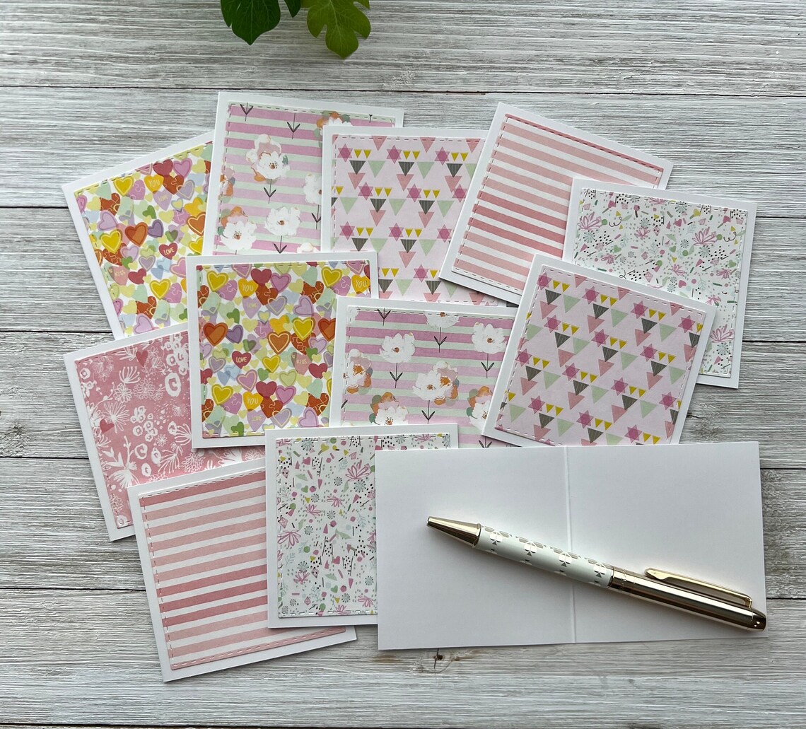 Set of 12 Mini Note Cards ~ 3x3 Blank Cards With or W/O Envelopes ...