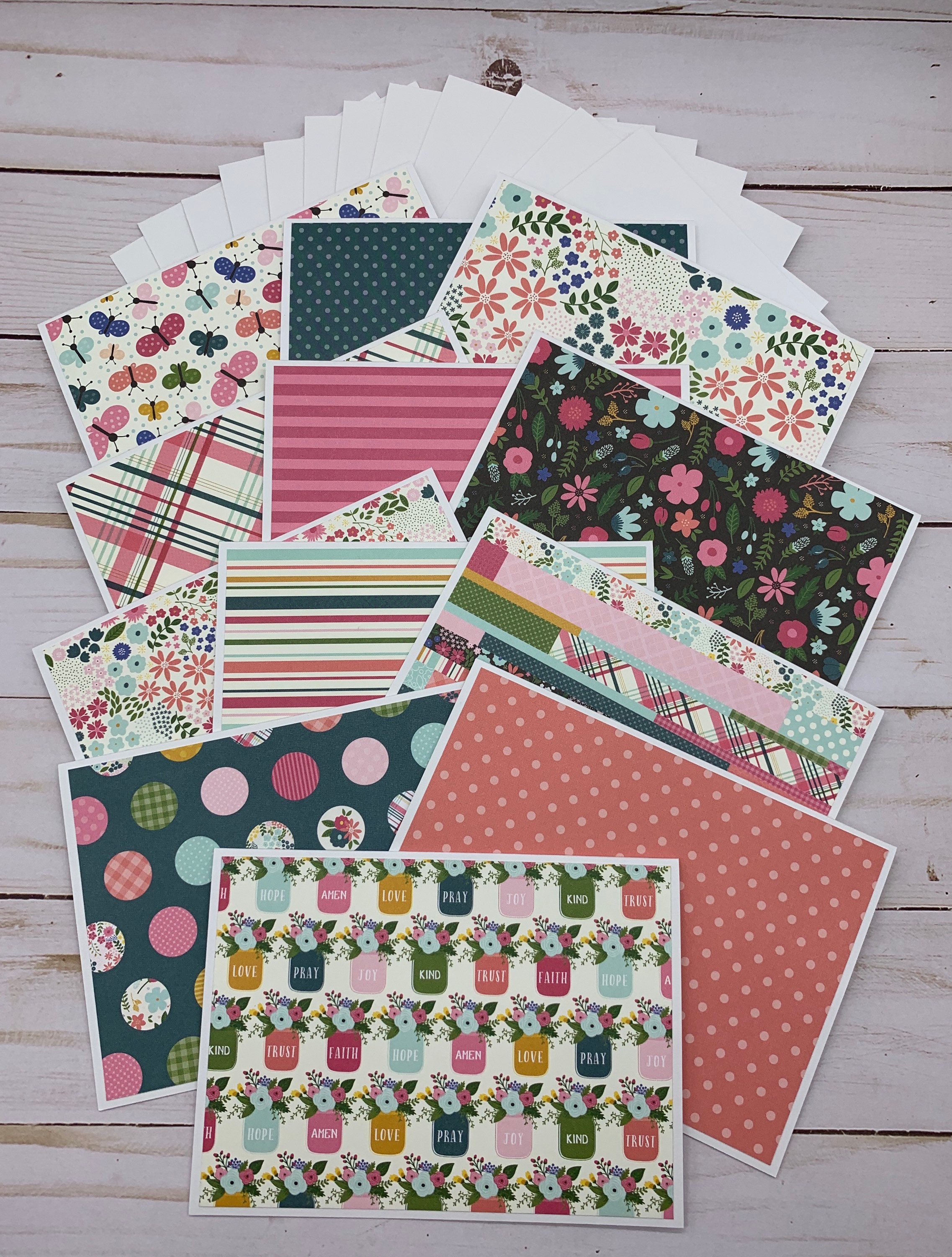 Handmade Note Cards Set of 12 ~ All Occasion ~ Flowers ~ Butterflies ...