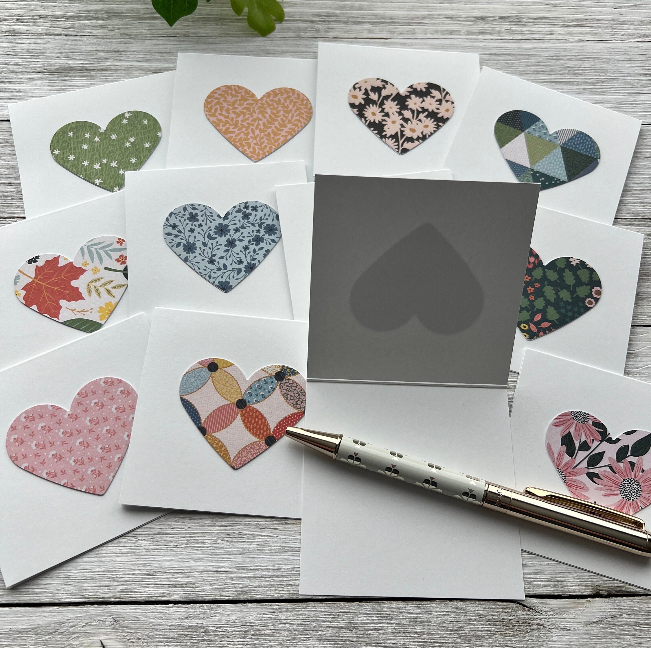 Set of 12 Mini Note Cards ~ 3x3 Blank Cards With Envelopes - Heart Love ...