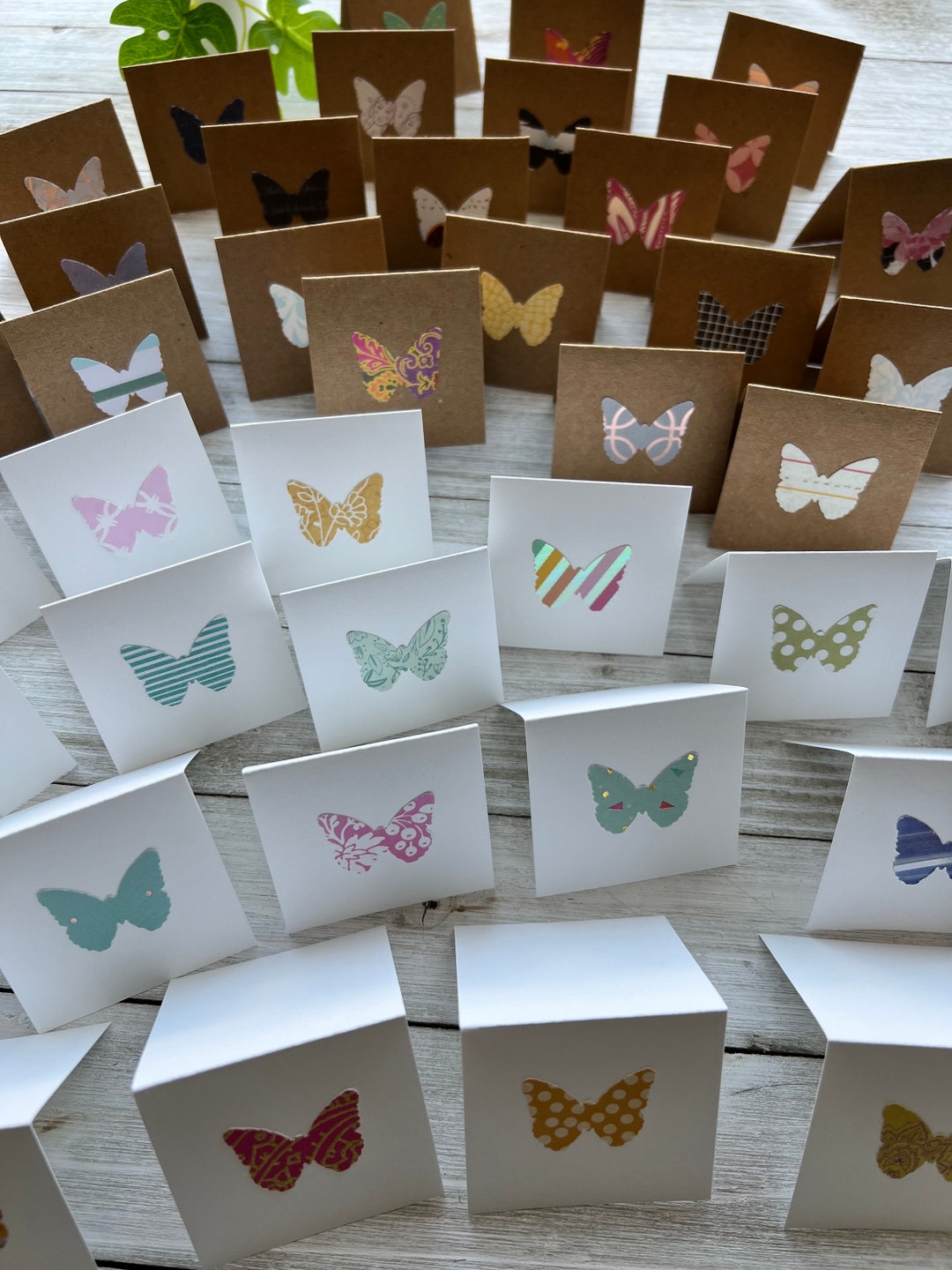 Handmade Mini Notes - 2” Mini Square Butterfly Cards ~ Assorted Tiny ...