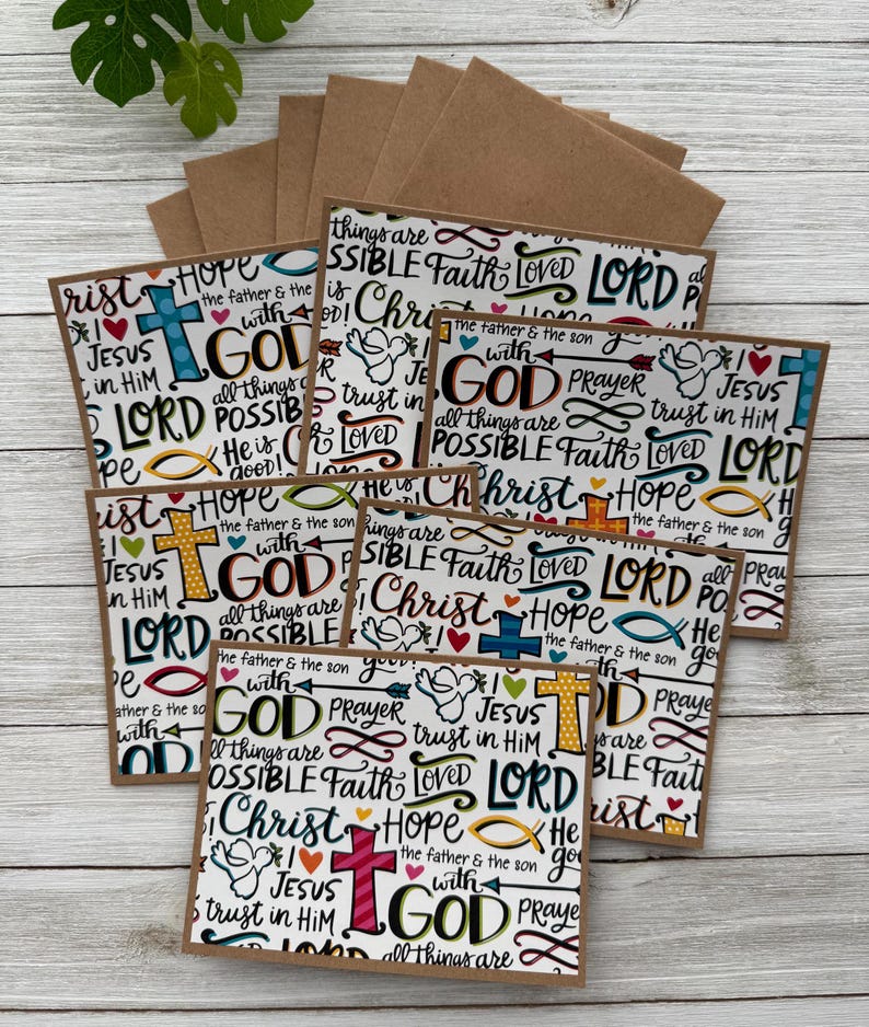 Handmade Note Cards Set of 6 Bible Verse Faith Prayers