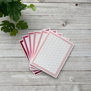 Handmade Embossed Note Cards Set of 6 ~ Pink & Red Hearts ~ Valentine's ...
