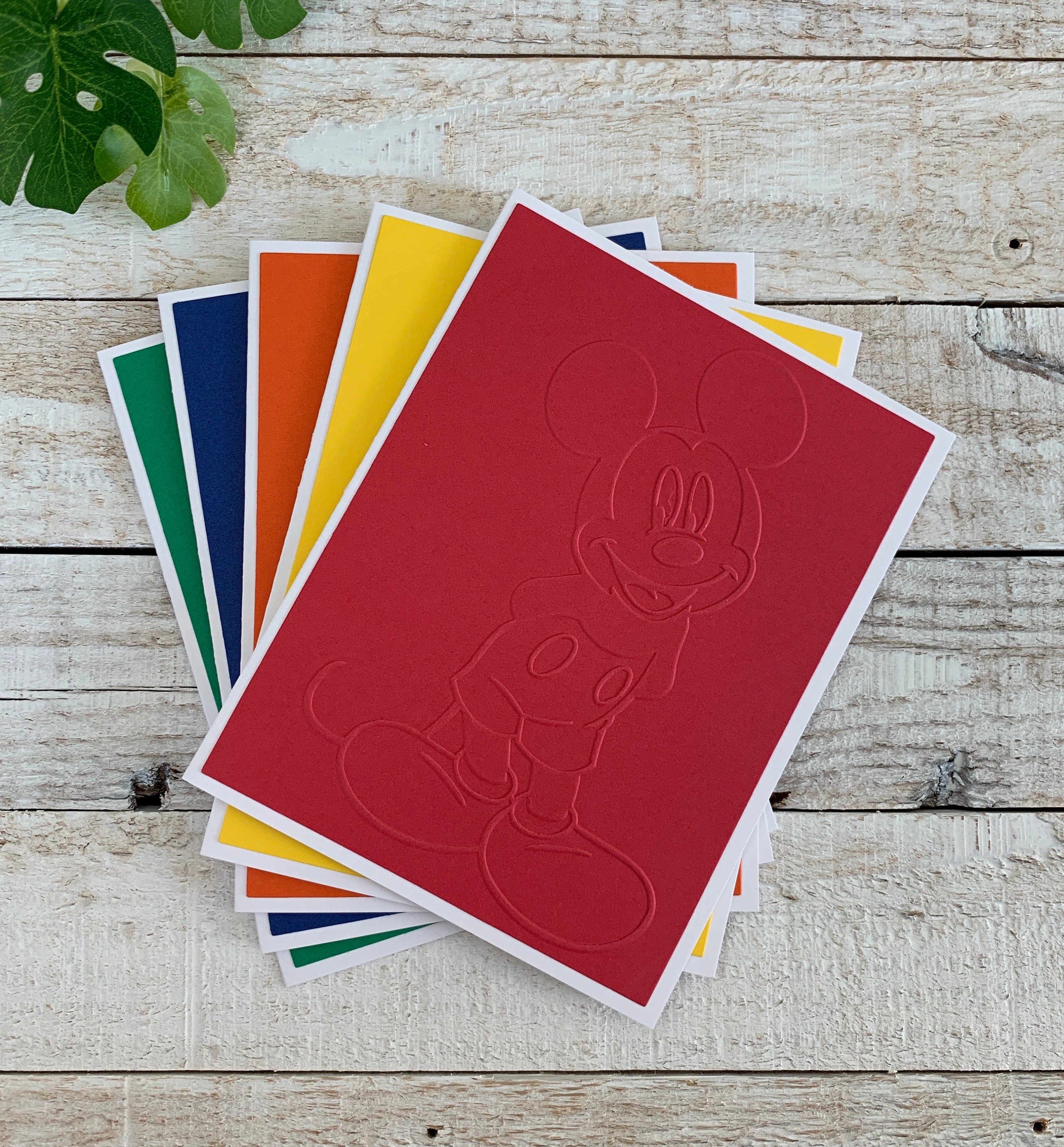 Handmade Embossed Note Cards Pack ~ Mickey Mouse ~ Bold Colors ~ Thank ...