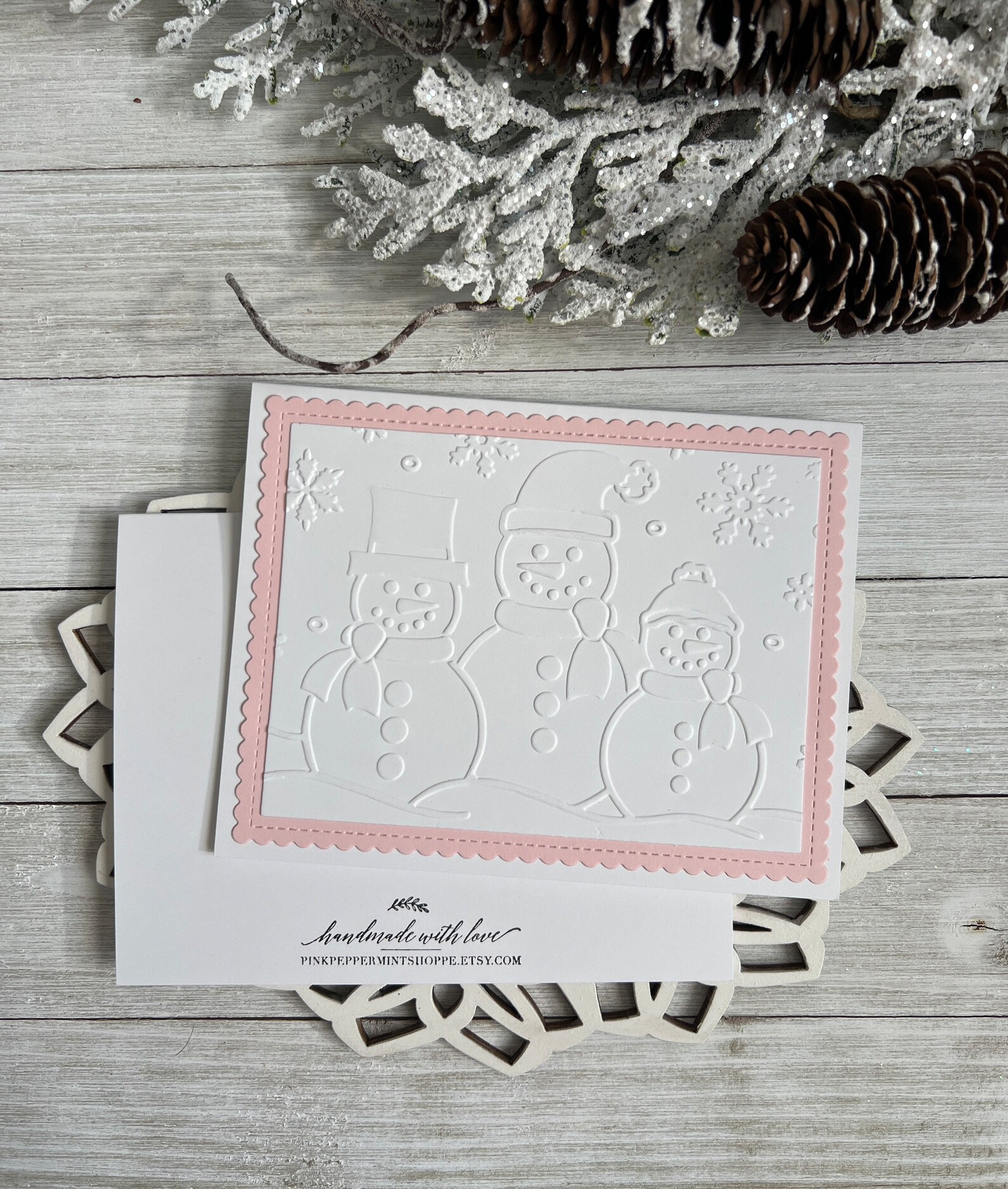 Snowflake Gift Notes Handmade Embossed Note Cards ~ Christmas ~ Winter Snowflakes ~ Snowmen ...